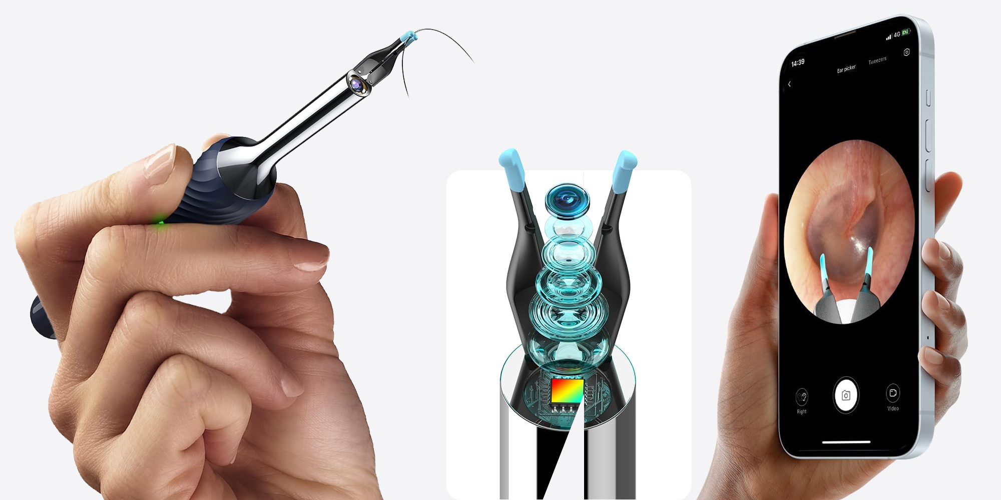 Urządzenie do czyszczenia uszu Bebird Note5 - niebieskie